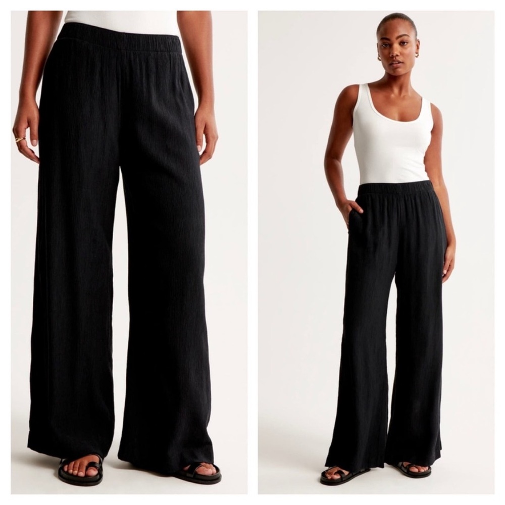 Abercrombie & Fitch Crinkle Textured Pull-On Pant Black Size XL NWT